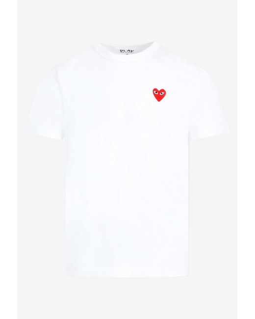 COMME DES GARÇONS PLAY White Embroidered Heart Crewneck T-Shirt