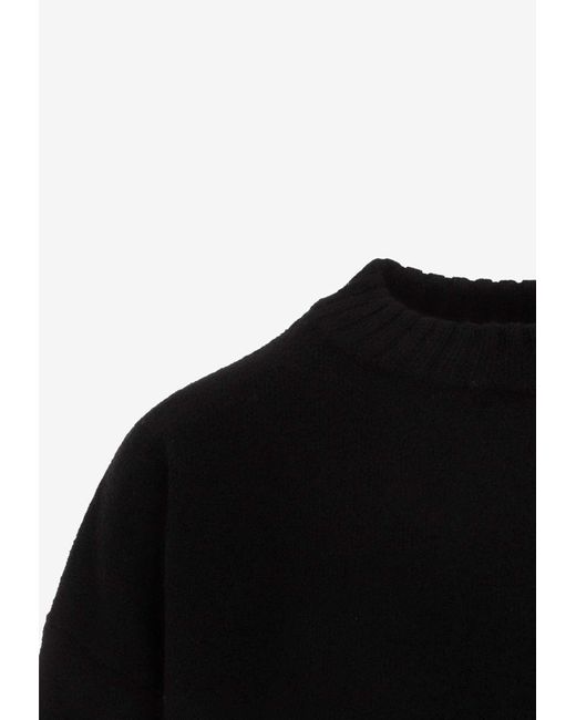 Jil Sander Black Knitted Wool Pullover Sweater