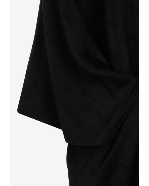 Balenciaga Black Jacquard Midi Wrap Dress