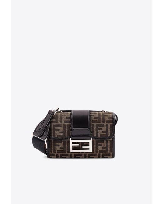 Fendi White Double Baguette Ff Jacquard Messenger Bag for men