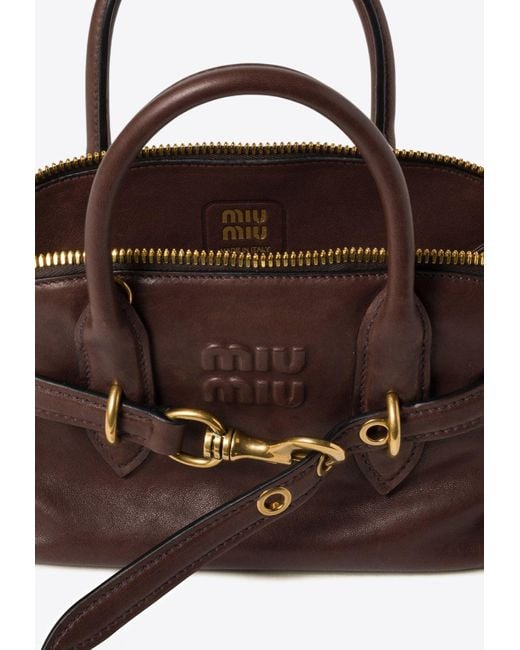 Miu Miu Brown Aventure Nappa Leather Top Handle Bag