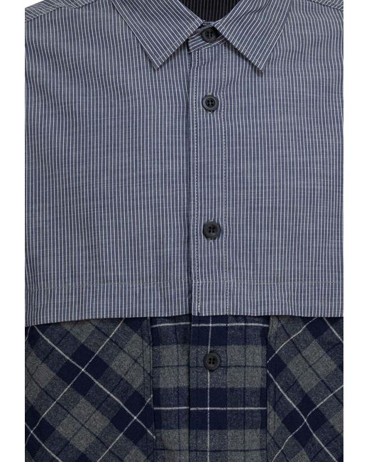 Comme des Garçons Blue Checked Buttoned Shirt for men