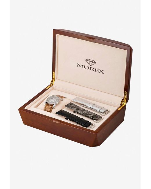 MUREX Gray Diamond Paved Watch With Interchangeable Straps