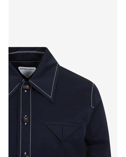 Bottega Veneta Blue Triangle-Pocket Bomber Jacket