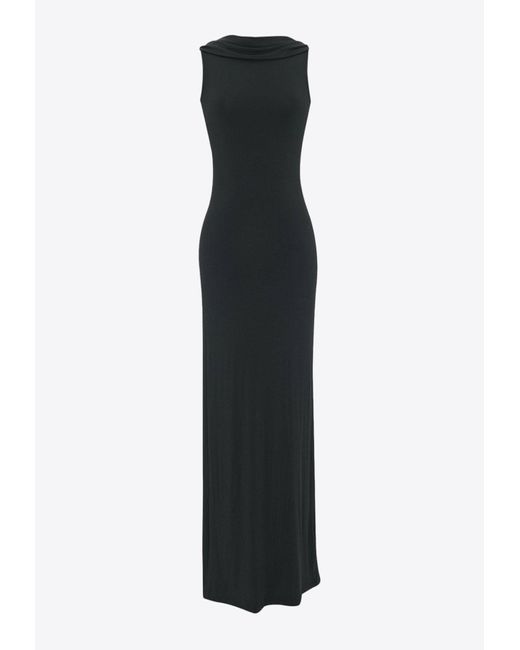 Saint Laurent Black Draped Maxi Dress