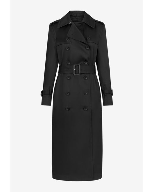 Tom Ford Black Double-Breasted Trench Coat With Leather Undercollar