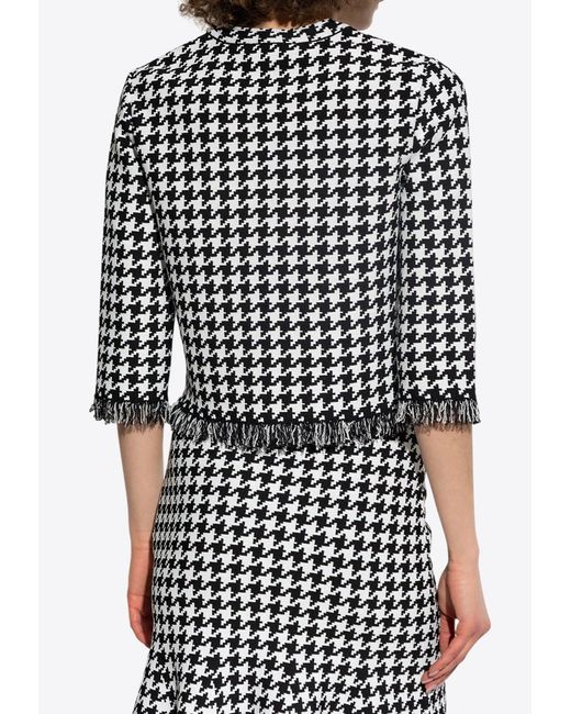 McQueen Black Houndstooth Pattern Cropped Cardigan