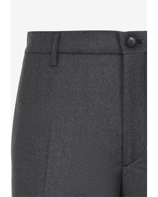 Etro Blue Logo-Patch Slim-Leg Wool Pants for men