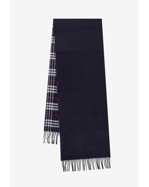Burberry Blue Vintage Checked Cashmere Scarf