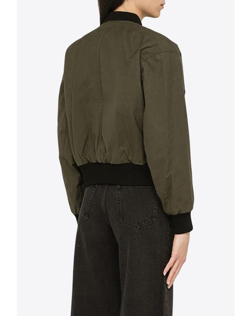 A.P.C. Green Haley Cropped Bomber Jacket