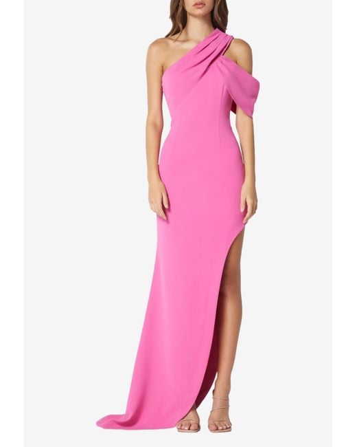 Elliatt Pink Spectacle Off-shoulder Maxi Gown