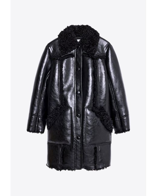Stand Studio Ramona Glossy Faux Fur Coat in Black Lyst
