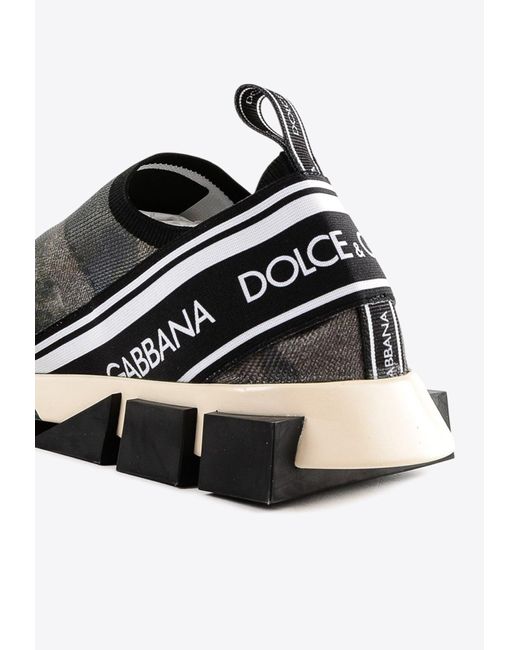 Dolce & Gabbana White Sorrento Camouflage Knit Slip-On Sneakers for men
