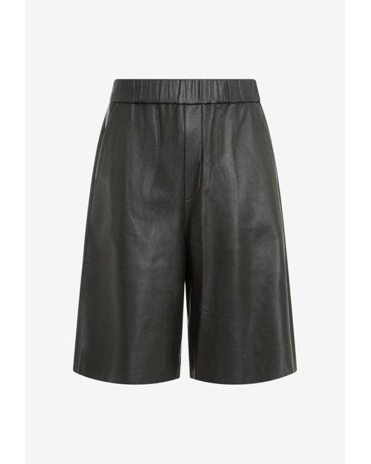 AMI Gray Leather Bermuda Shorts for men