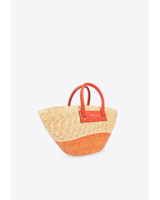 Jimmy Choo Pink Small Beach Basket Tote Bag
