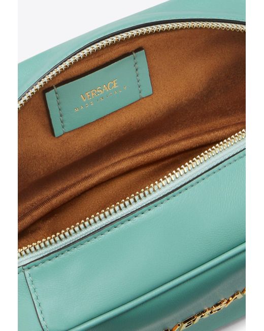 Versace Green Mini Logo Tag Leather Shoulder Bag