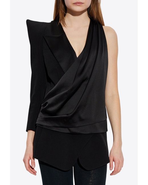 Balmain Black Asymmetric Jacket With Structured Shoulder