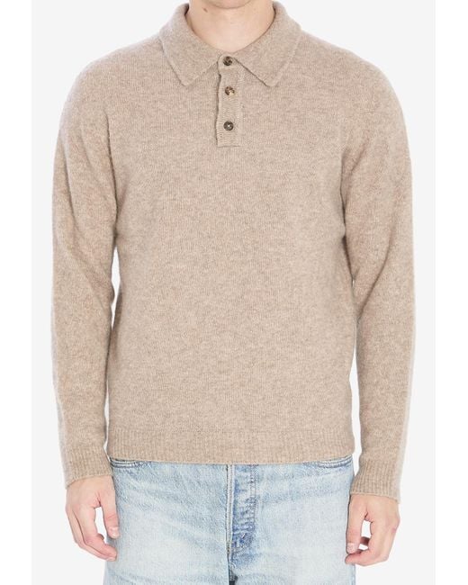 Roberto Collina Blue Essential Long-Sleeved Polo T-Shirt for men