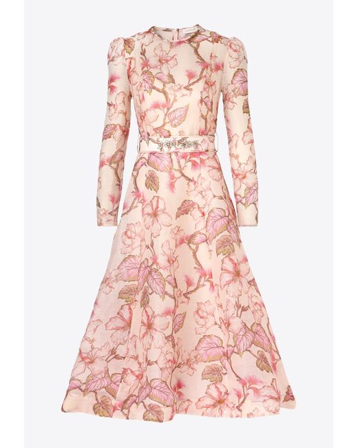 Zimmermann Pink Matchmaker Floral Midi Dress