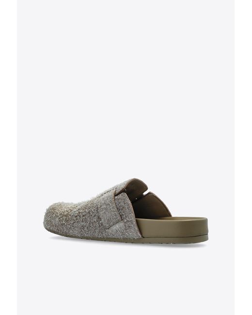 Loewe Gray Ease Buckle Brushed Suede Mules for men