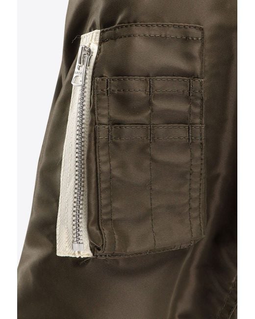 Sacai Brown Zip-Up Bomber Jacket With Hood for men