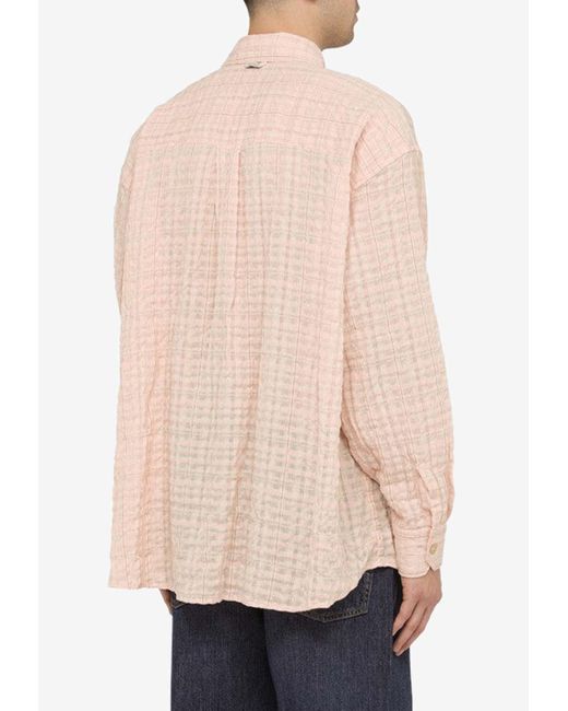 Our Legacy Natural Wrinkled-Effect Checked Shirt for men