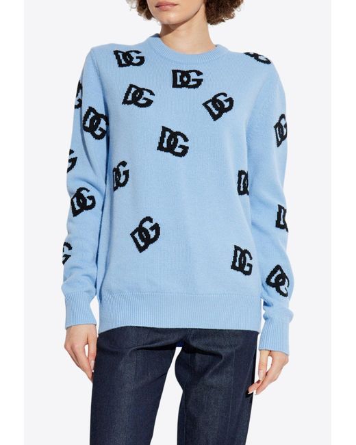 Dolce & Gabbana Blue Dg Logo Inlay Sweater