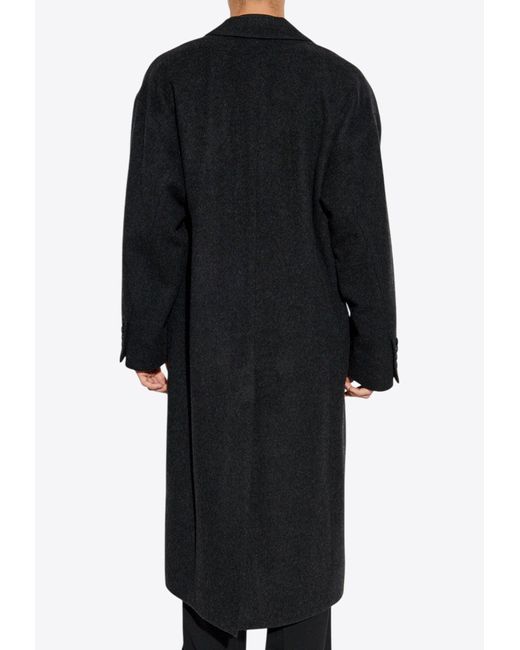 Dolce & Gabbana Black Oversized Single-Breasted Wool Coat for men