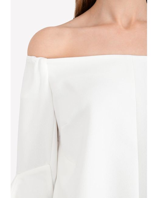 Ellery White Delores Off-Shoulder Bell Sleeves Top
