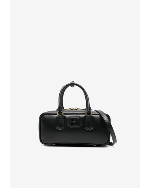 Miu Miu Black Large Arcadie Leather Top Handle Bag