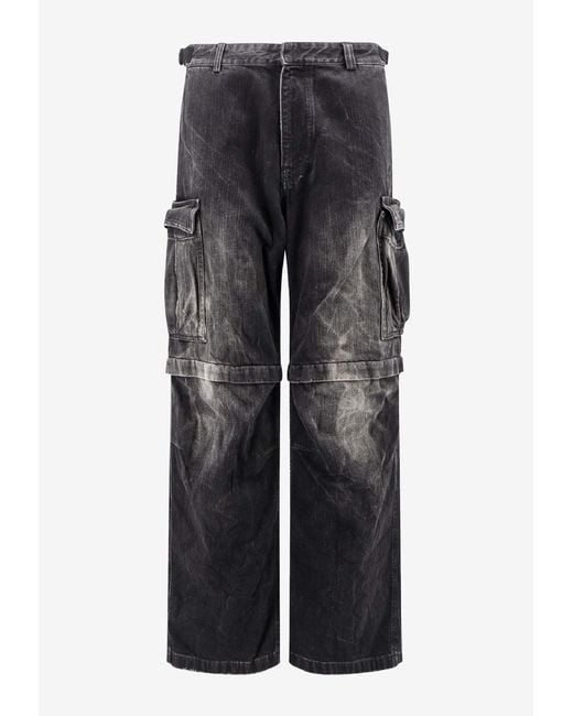 Balenciaga Gray Distressed Cargo Jeans for men