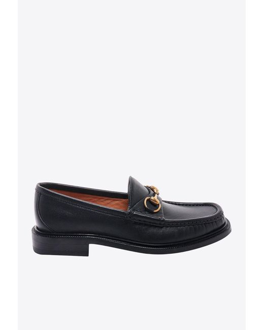 Gucci Black Horsebit-Detail Leather Loafers for men