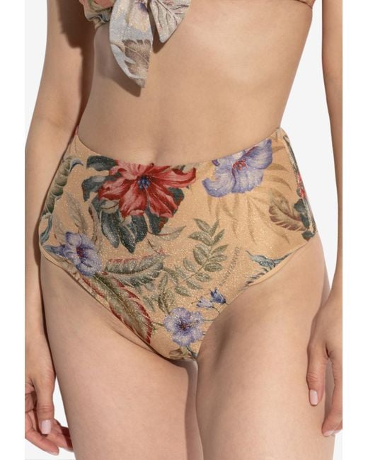 Zimmermann Brown Coco High-Waist Bikini Bottom