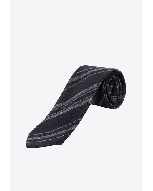 NICKY MILANO Black Striped Wool-Blend Tie for men
