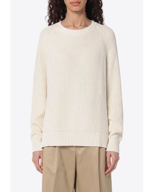 P.A.R.O.S.H. Natural Coco Ribbed Knit Sweater
