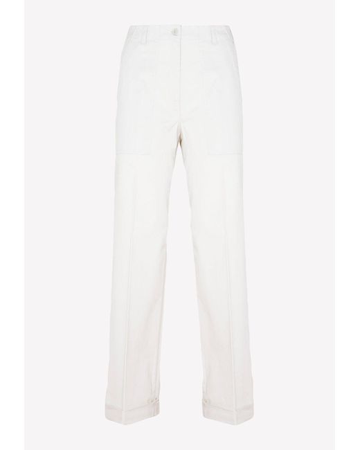 Moncler Cotton Straight-leg Classic Pants in White | Lyst Canada