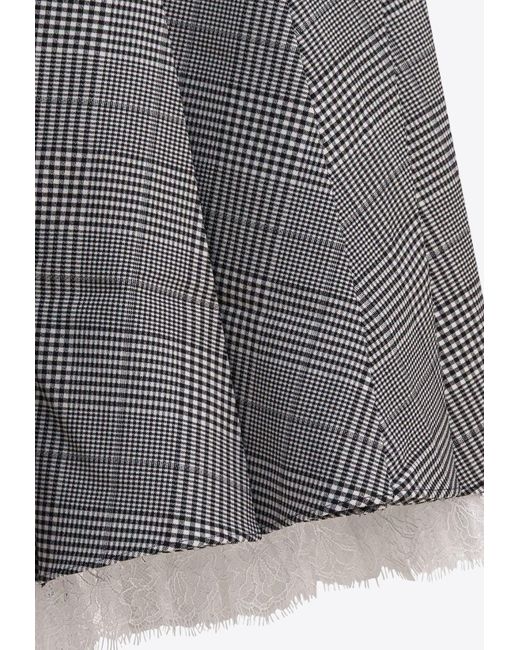 Self-Portrait Gray Prince Of Wales Pleated Midi Skirt