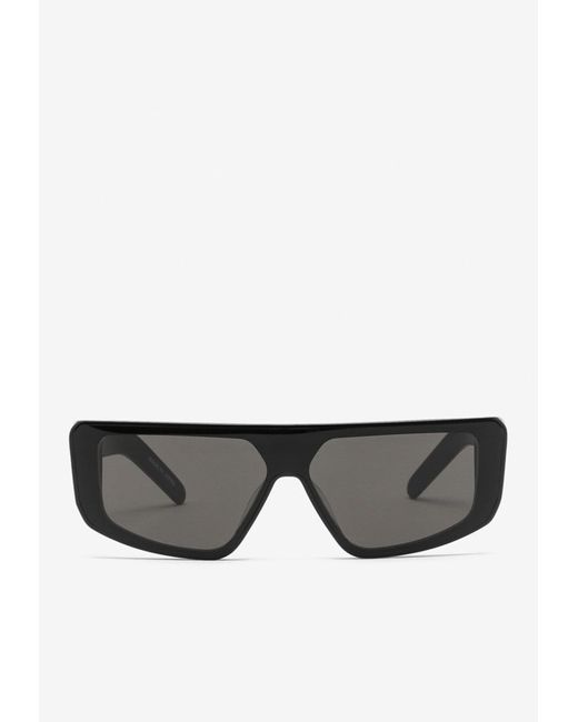 Rick Owens Gray Rectangular Flat-top Sunglasses for men