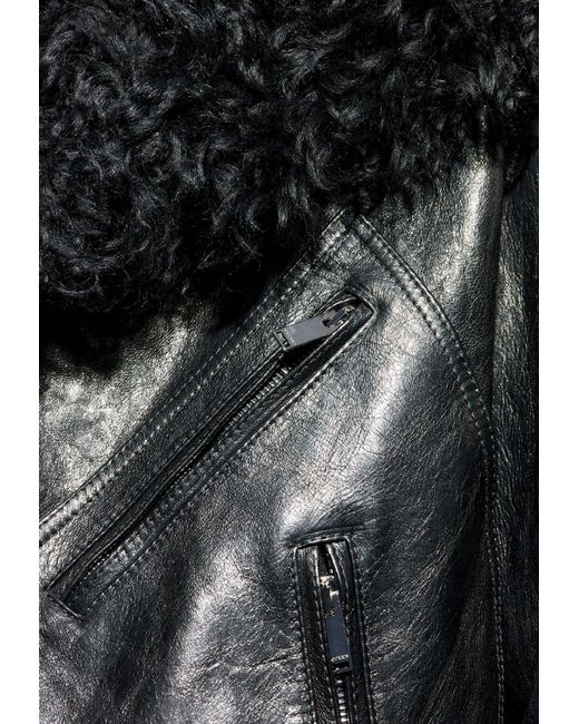 Alexander McQueen Black Shearling Leather Jacket for men