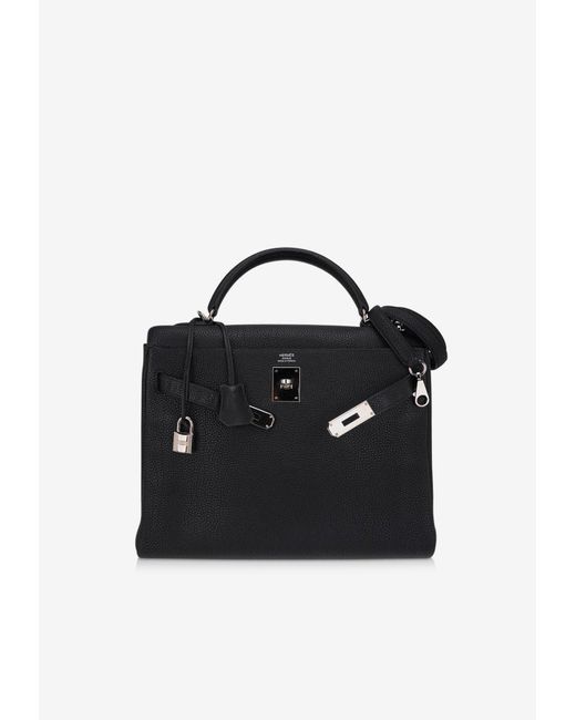 Hermès Kelly 32 Retourne In Black Togo Leather With Palladium Hardware |  Lyst
