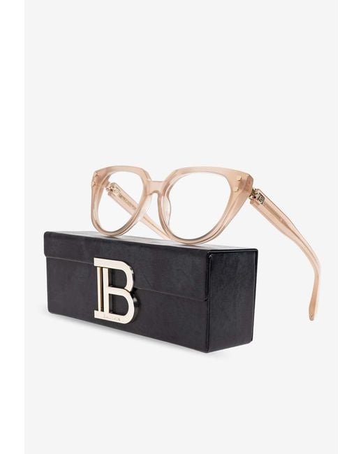 Balmain Natural Bold Rectangular Glasses