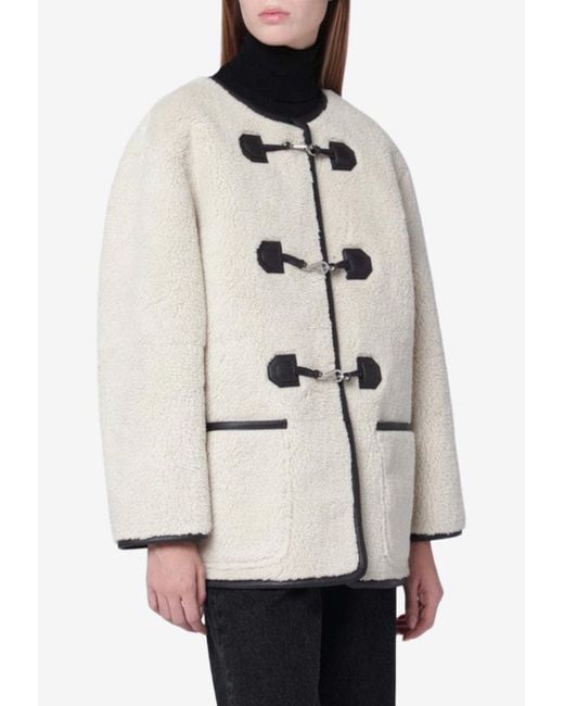 DUNST Natural Shearling-Effect Buttoned Jacket