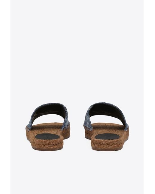Dolce & Gabbana White Patchwork Dg Logo Flat Slides