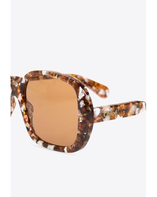 Chloé Natural Gayia Rectangular Sunglasses