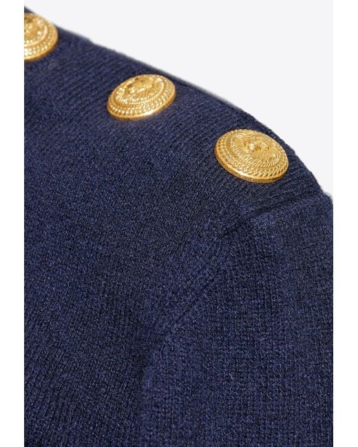 Balmain Blue Wool And Cashmere Sweater for men
