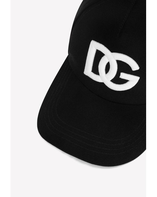 Dolce & Gabbana Black Dg Logo Embroidered Baseball Cap for men