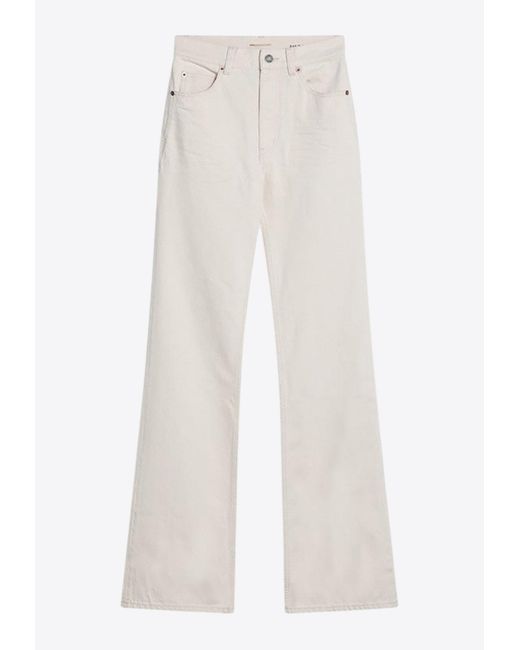 Saint Laurent White 70's Logo Patch Jeans