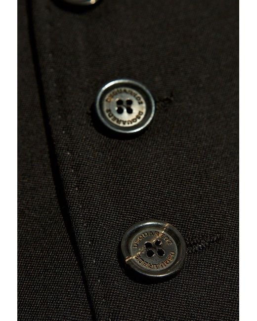 DSquared² Black V-Neck Wool Mini Dress