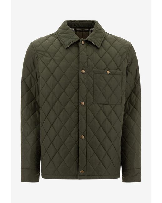 Burberry Green Quilted Buttoned Jacket for men