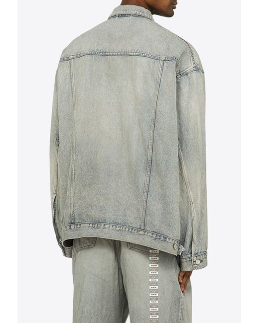 Balenciaga Gray Size Sticker Oversized Denim Jacket for men